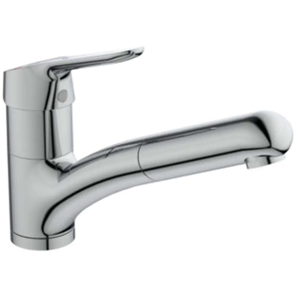 Küchenarmatur von Ideal Standard mit einem schlanken, verchromten Design und einem Hebel zur Temperatur- und Durchflussregelung.